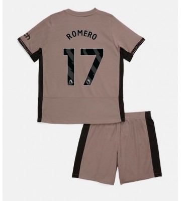 Lacne Dětský Futbalové dres Tottenham Hotspur Cristian Romero #17 2023-24 Krátky Rukáv - Tretina (+ trenírky)